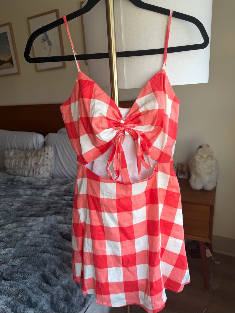 Lovers + Friends Red & White Gingham Tie-Front Mini Dress (Trixie Mini Dress) - Picture 3 of 7